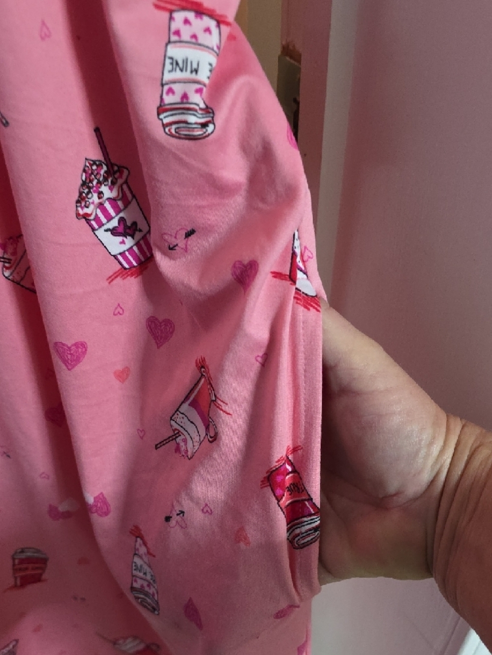 JoySpun Womens Pink Cup Pattern Pajama Dress - Picture 4 of 7